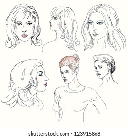 woman's face - hand drawn collection