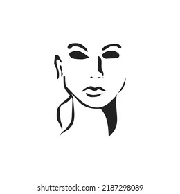 woman's face head logo design vector, silhouette