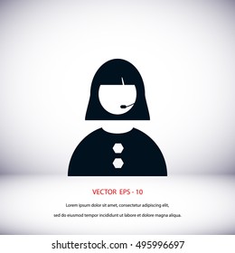 Woman's face icon, flat design best vector icon