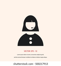 Woman's face icon, flat design best vector icon