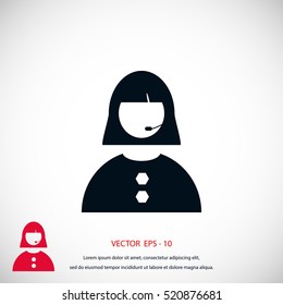 Woman's face icon, flat design best vector icon