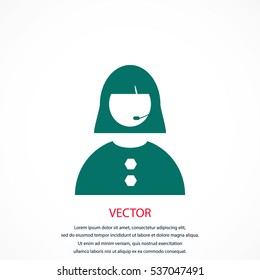 Woman's face icon, flat design best vector icon