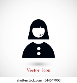 Woman's face icon, flat design best vector icon