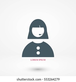 Woman's face icon, flat design best vector icon