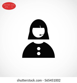 Woman's face icon, flat design best vector icon