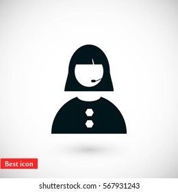 Woman's face icon, flat design best vector icon