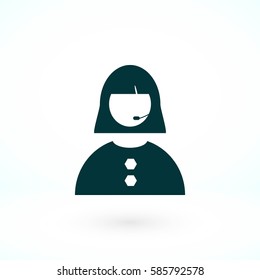 Woman's face icon, flat design best vector icon