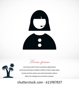 Woman's face icon, flat design best vector icon