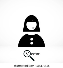 Woman's face icon, flat design best vector icon