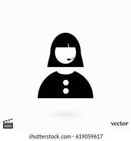 Woman's face icon, flat design best vector icon