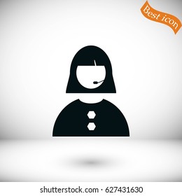 Woman's face icon, flat design best vector icon
