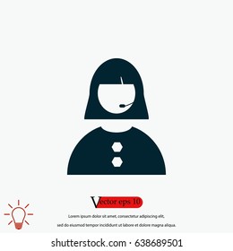 Woman's face icon, flat design best vector icon