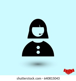 Woman's face icon, flat design best vector icon