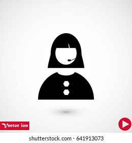 Woman's face icon, flat design best vector icon