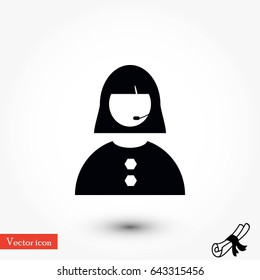 Woman's face icon, flat design best vector icon