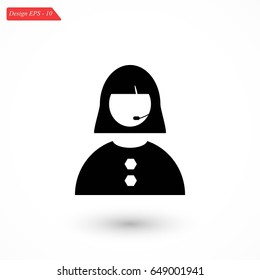 Woman's face icon, flat design best vector icon