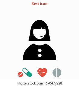 Woman's face icon, flat design best vector icon