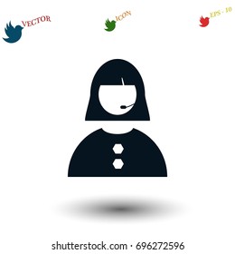Woman's face icon, flat design best vector icon