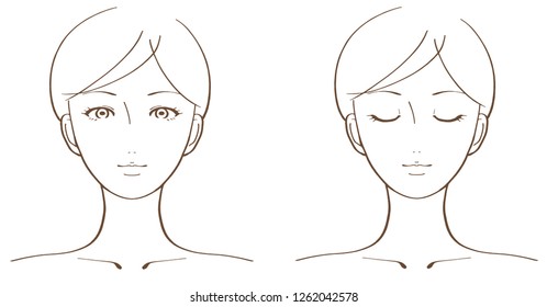 Woman's face illustration set