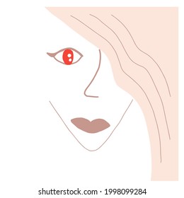 Cara de la mujer, Ilustración, gráfico vectorial, dibujado a mano