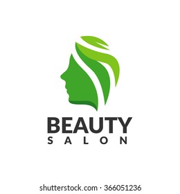 Woman's face in leaves. Abstract design concept for beauty salon, spa, cosmetics, plastic surgery. 