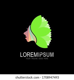 Woman's face and leaves, The illustration on the theme of beauty salon