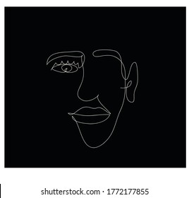 Diseño vectorial de arte facial de la mujer. fondo negro.