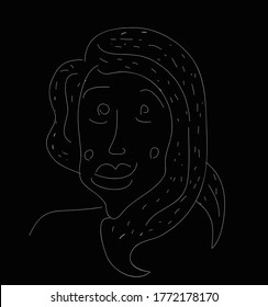 Diseño vectorial de arte facial de la mujer. fondo negro.