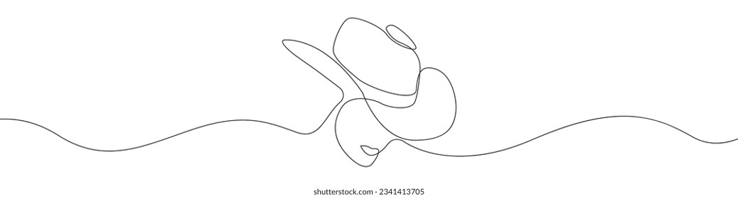 A woman's face line continuous drawing vector. One line A woman in a hat vector background. Aesthetics of a woman icon. Continuous outline of a Woman's head, beauty.