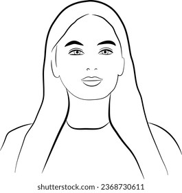 woman's face line drawing portrait eyes lips hair