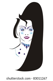 Woman's Face With Long Black Hair