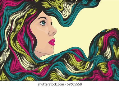 Woman's face and long