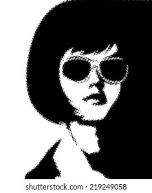 Woman's Face Made Of Halftone Effect