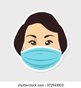 Woman's face in a medical protective mask. Quarantine