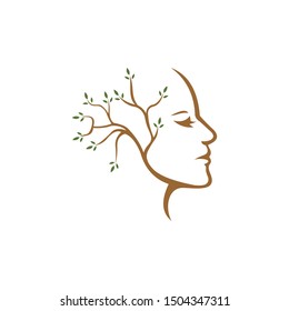 Woman's face in natural shape.Vector logo design template. Design concept for beauty salon, massage, cosmetic and spa.