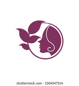 Woman's face in natural shape.Vector logo design template. Design concept for beauty salon, massage, cosmetic and spa.