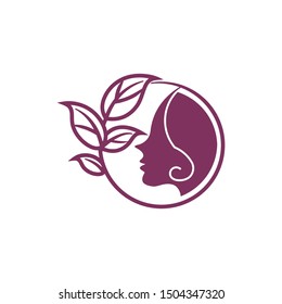 Woman's face in natural shape.Vector logo design template. Design concept for beauty salon, massage, cosmetic and spa.