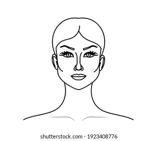 Woman's face on a white background. Silhouette. Vector illustration.