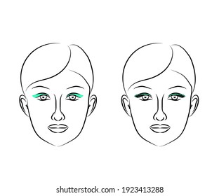 Woman's face on a white background. Sketch. Vector illustration.