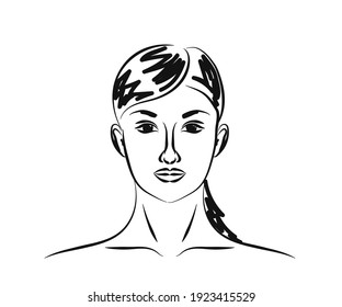 Woman's face on a white background. Sketch. Vector illustration.