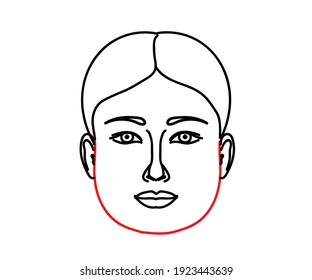 Woman's face on a white background. Thick face. Vector illustration.