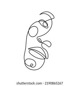 Woman's face in one line art style vector illustration. Continuous line art in elegant style for prints, posters, printable, tattoo. Beautiful African female face. Vector wall art decor