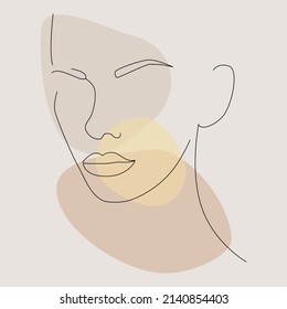 La cara de una mujer. Una línea dibujando la cara y el pelo. Retrato femenino abstracto. El arte moderno del minimalismo