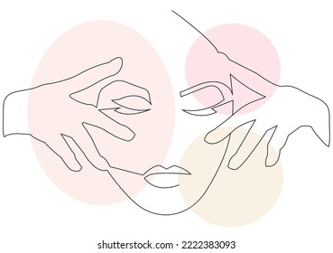 Woman's face in one line technique