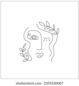 la cara de una mujer en una línea.ilustración vectorial
