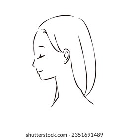 A woman's face seen from the side, from the neck up.