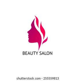 Woman's face silhouette. Abstract business concept for beauty salon, barber shops, massage, cosmetic and spa. Vector logo design template.