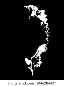 Frauengesicht Silhouette im Gegenlicht. Vektorgrafik. Illustration