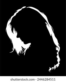 Silueta de la cara de la mujer en contraluz. Vector. Ilustración