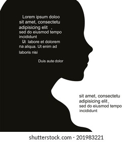 Woman's face silhouette and a place for text.
